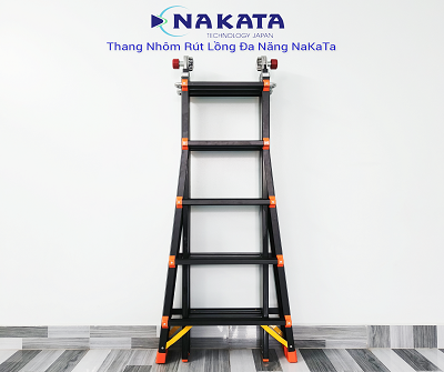 Bản cao cấp - Thang nhôm đa năng đen khóa nhấn NAKATA TY5C - 5 Bậc