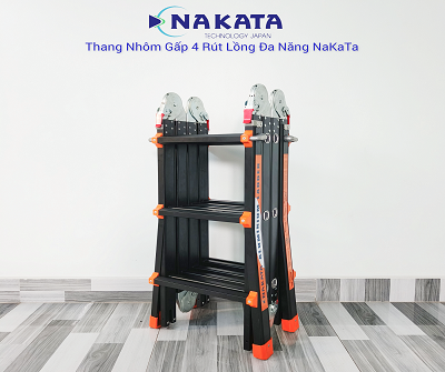 Thang nhôm gấp 4 khúc rút lồng đa năng NAKATA TY3D - 3 Bậc