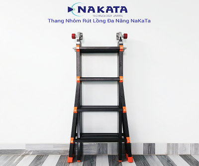 Bản cao cấp - Thang nhôm đa năng đen khóa nhấn NAKATA TY4C - 4 Bậc